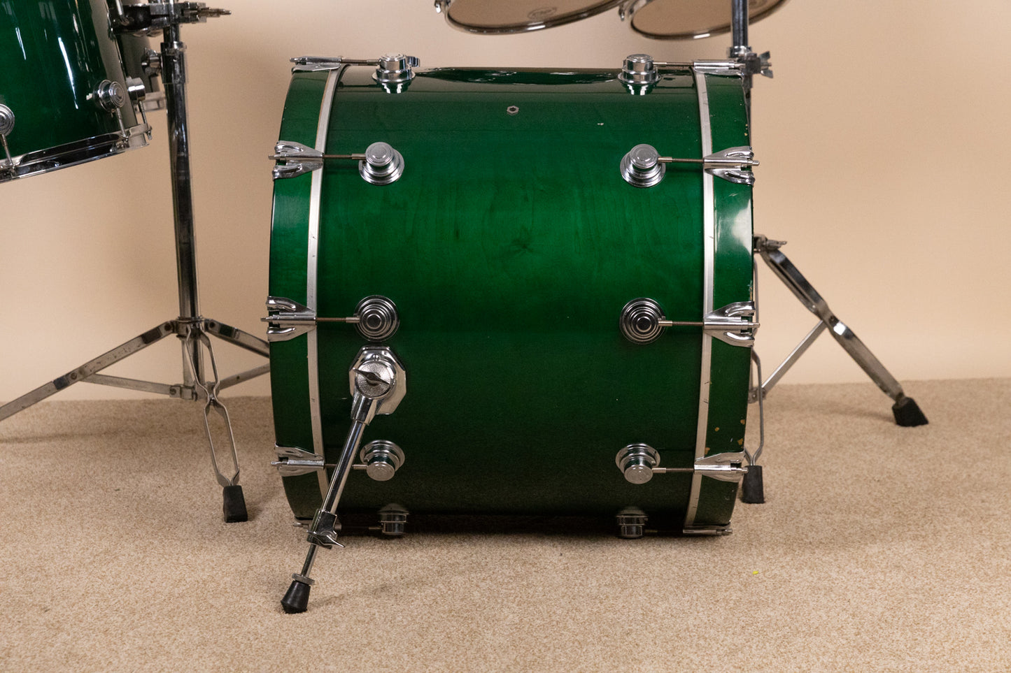 1990s DW Emerald Green Lacquer Drum Set