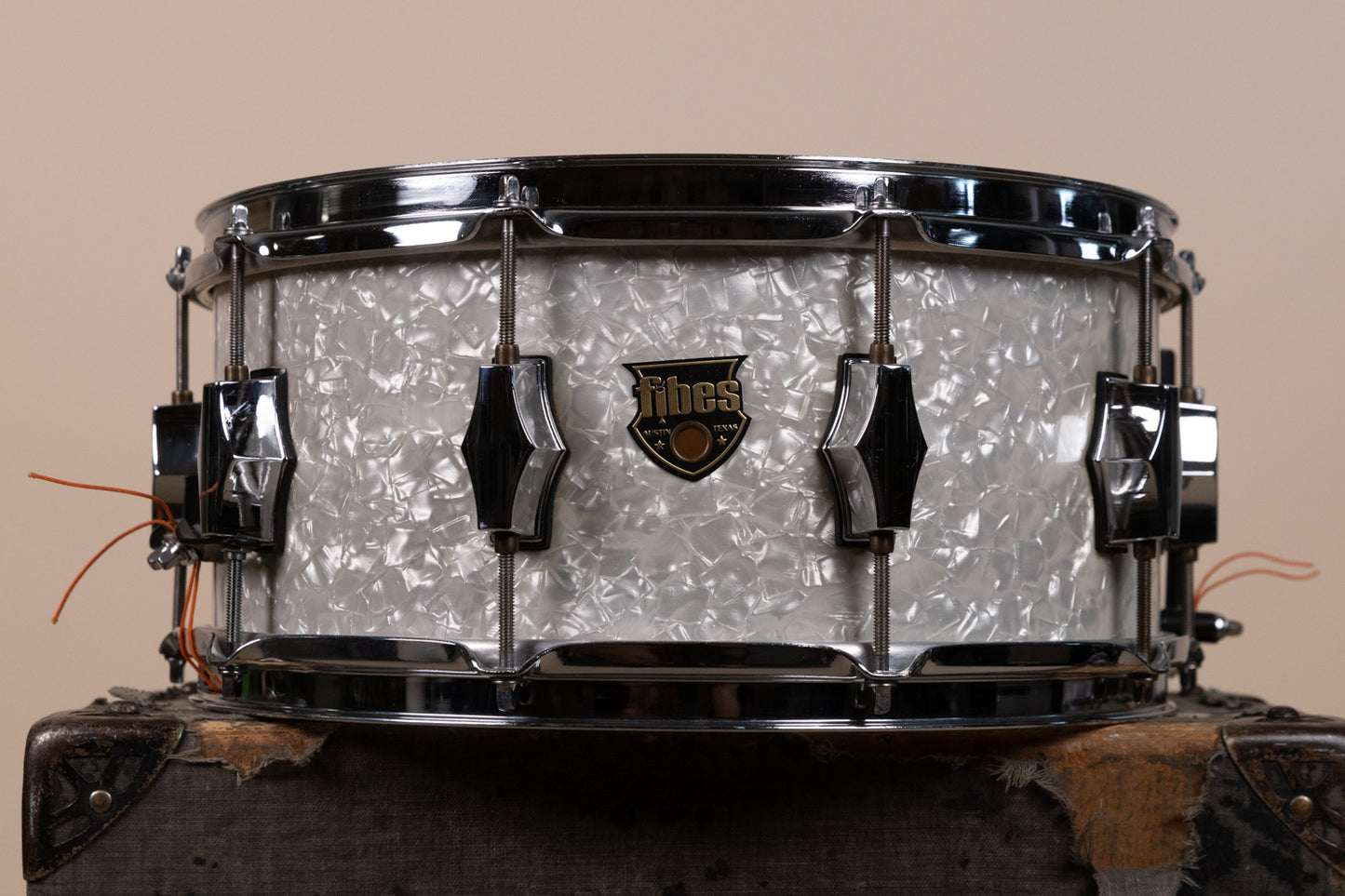 Fibes 6.5x14 White Marine Pearl Fibes Wood Snare Drum