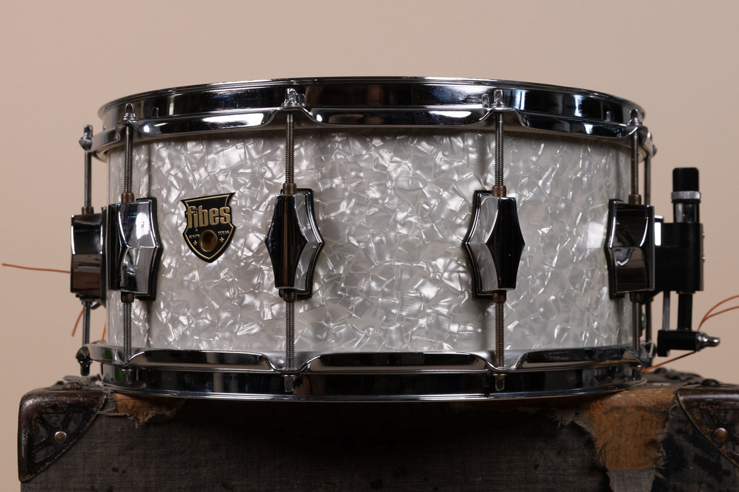 Fibes 6.5x14 White Marine Pearl Fibes Wood Snare Drum