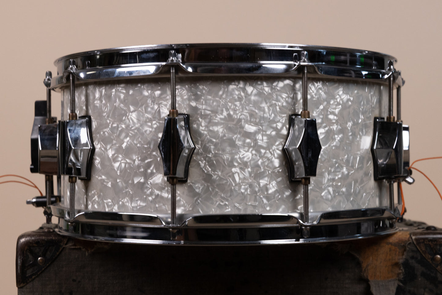 Fibes 6.5x14 White Marine Pearl Fibes Wood Snare Drum