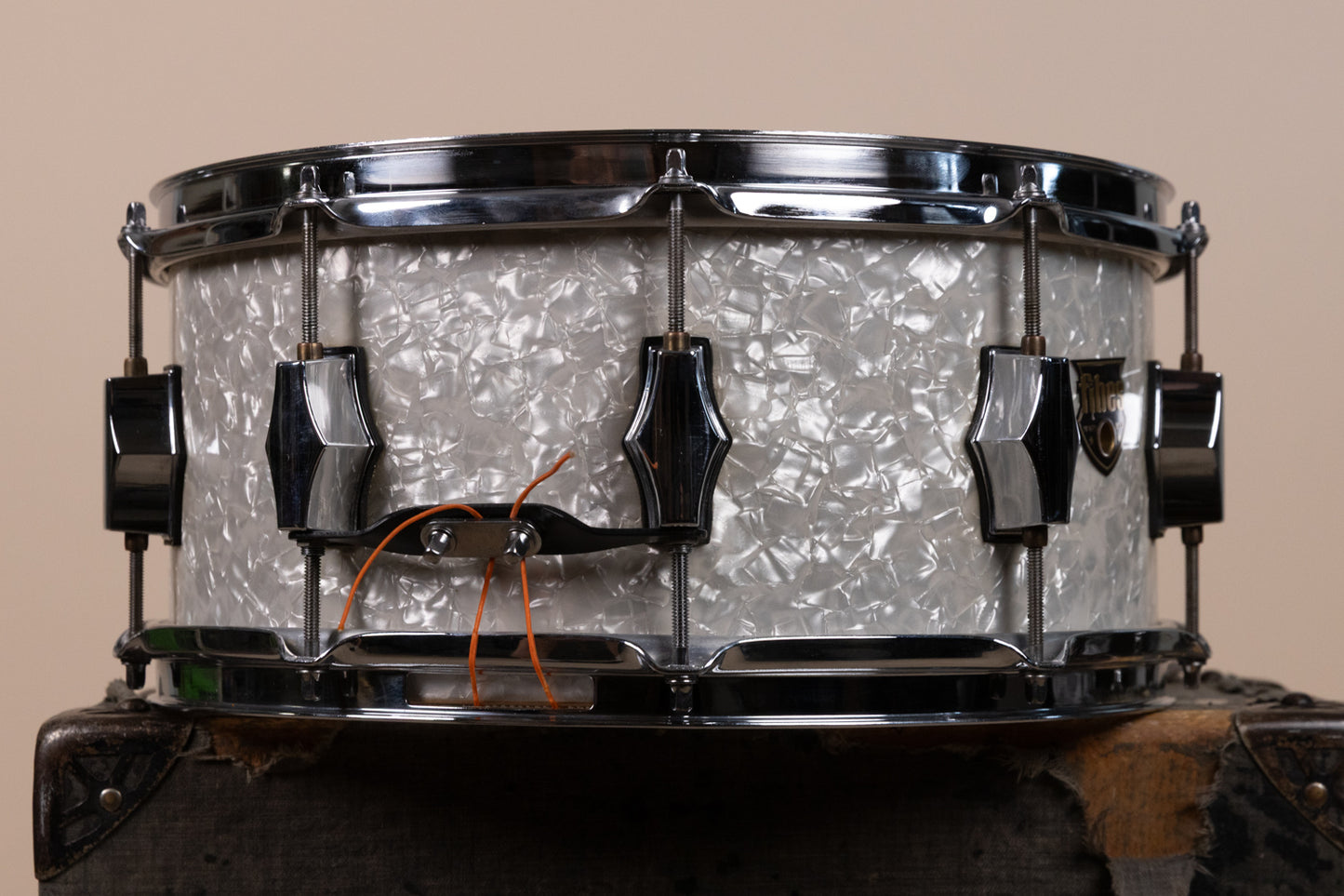 Fibes 6.5x14 White Marine Pearl Fibes Wood Snare Drum