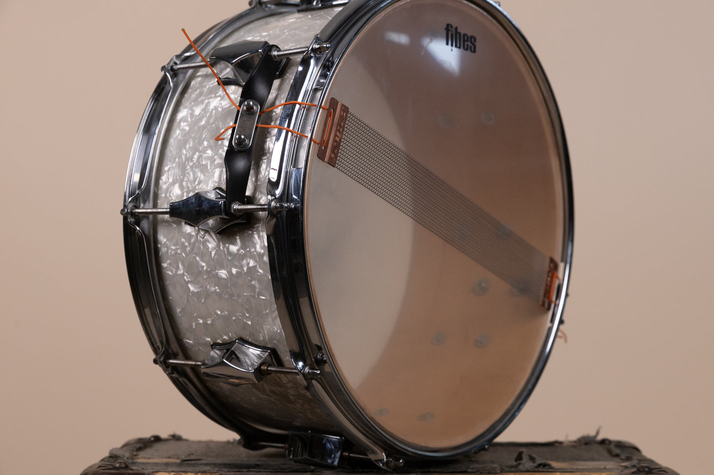 Fibes 6.5x14 White Marine Pearl Fibes Wood Snare Drum