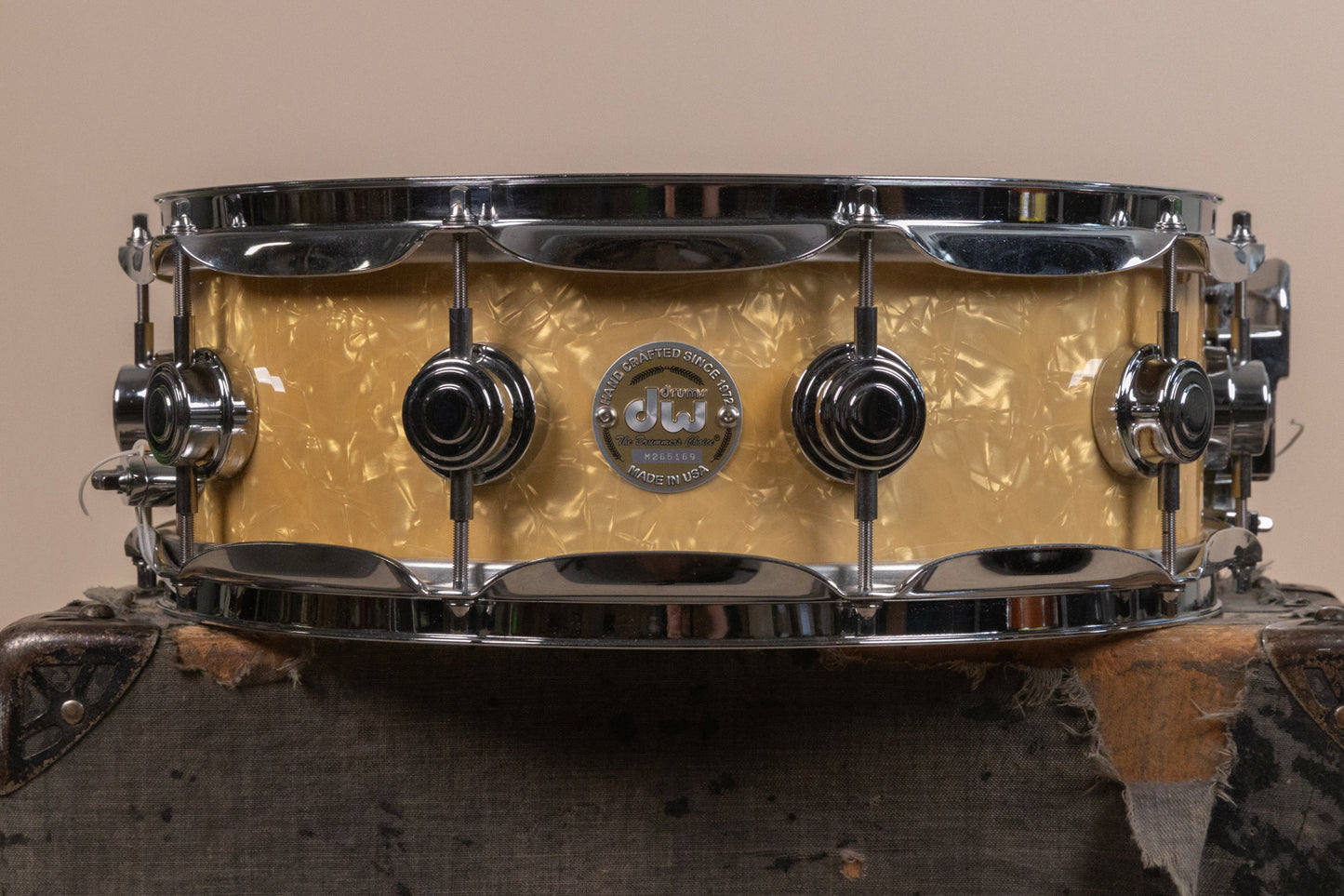 2000s DW 5x14 Collectors White Marine Pearl Snare Drum