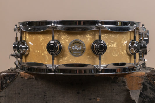 2000s DW 5x14 Collectors White Marine Pearl Snare Drum