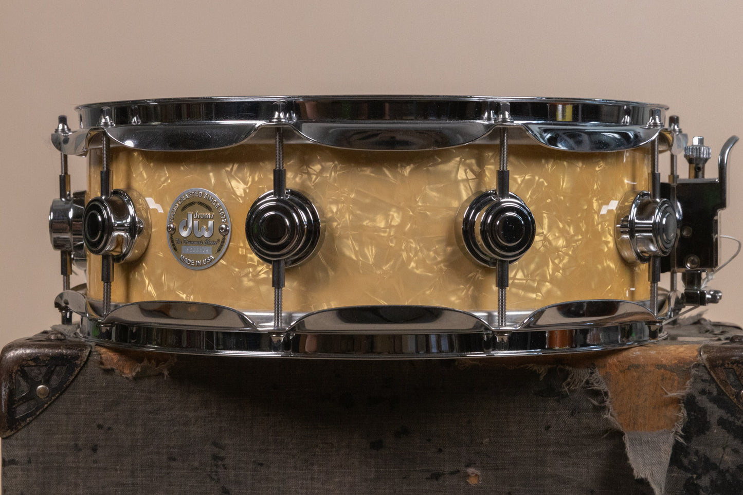 2000s DW 5x14 Collectors White Marine Pearl Snare Drum