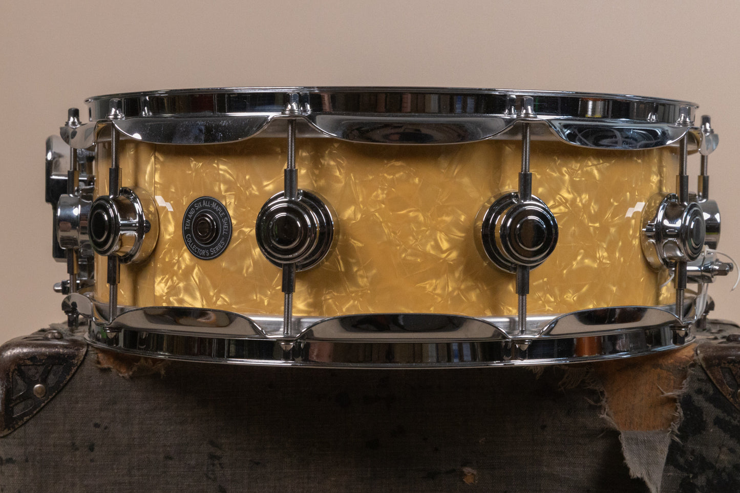 2000s DW 5x14 Collectors White Marine Pearl Snare Drum