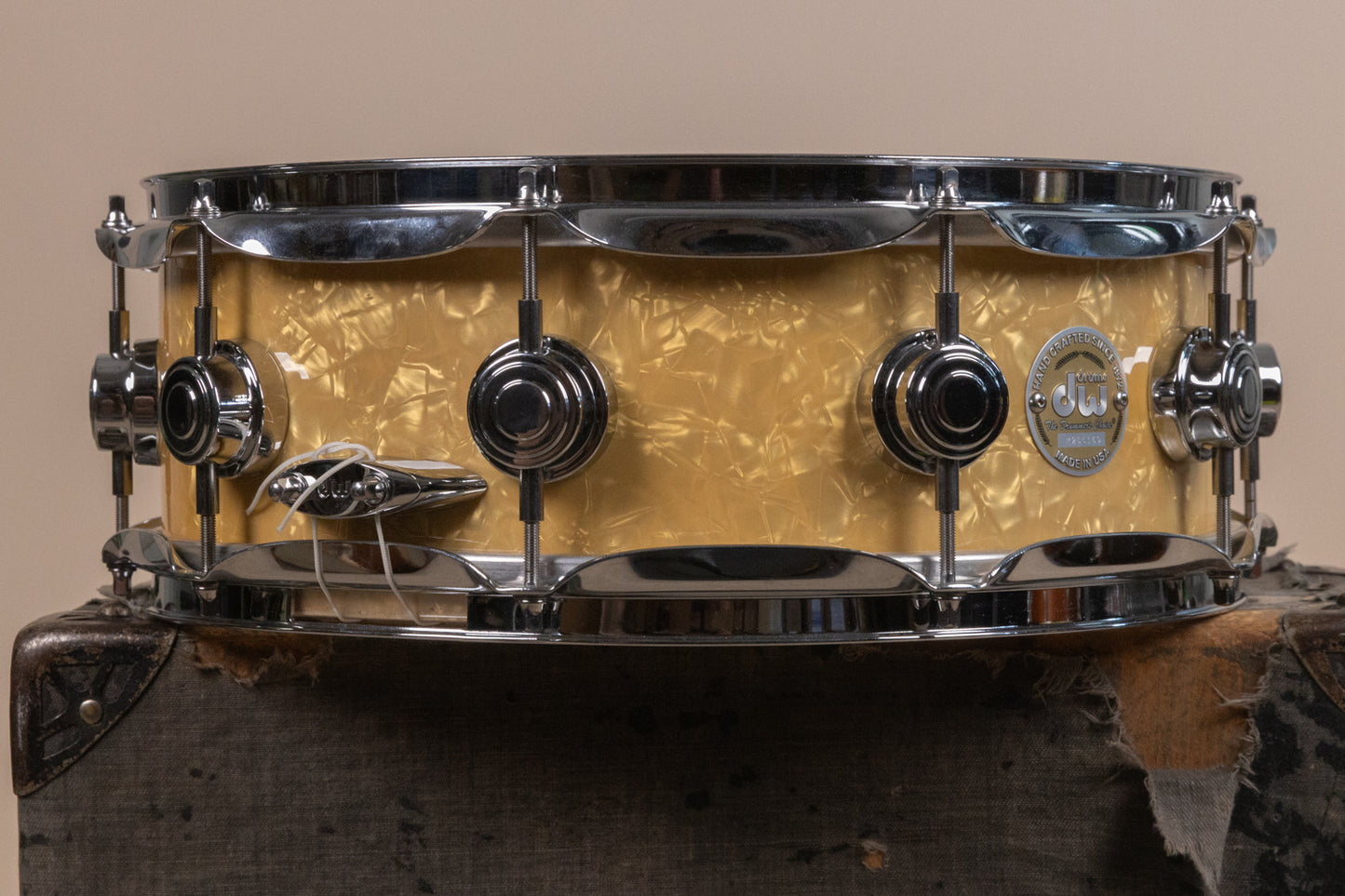 2000s DW 5x14 Collectors White Marine Pearl Snare Drum