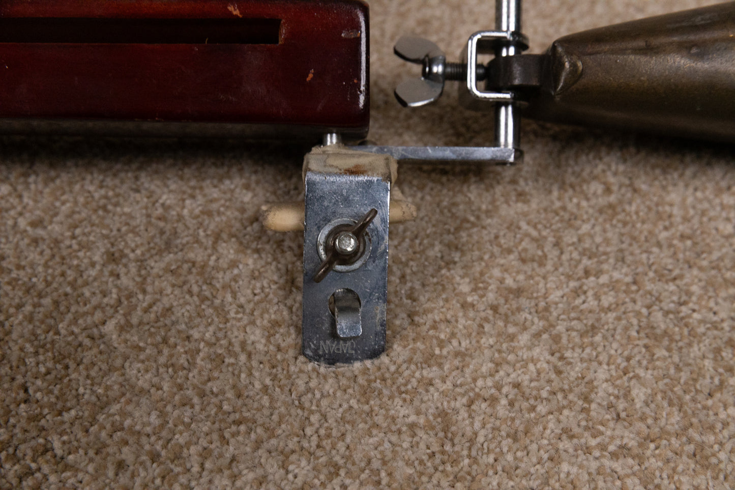 Vintage MIJ Woodblock and Cowbell Assembly