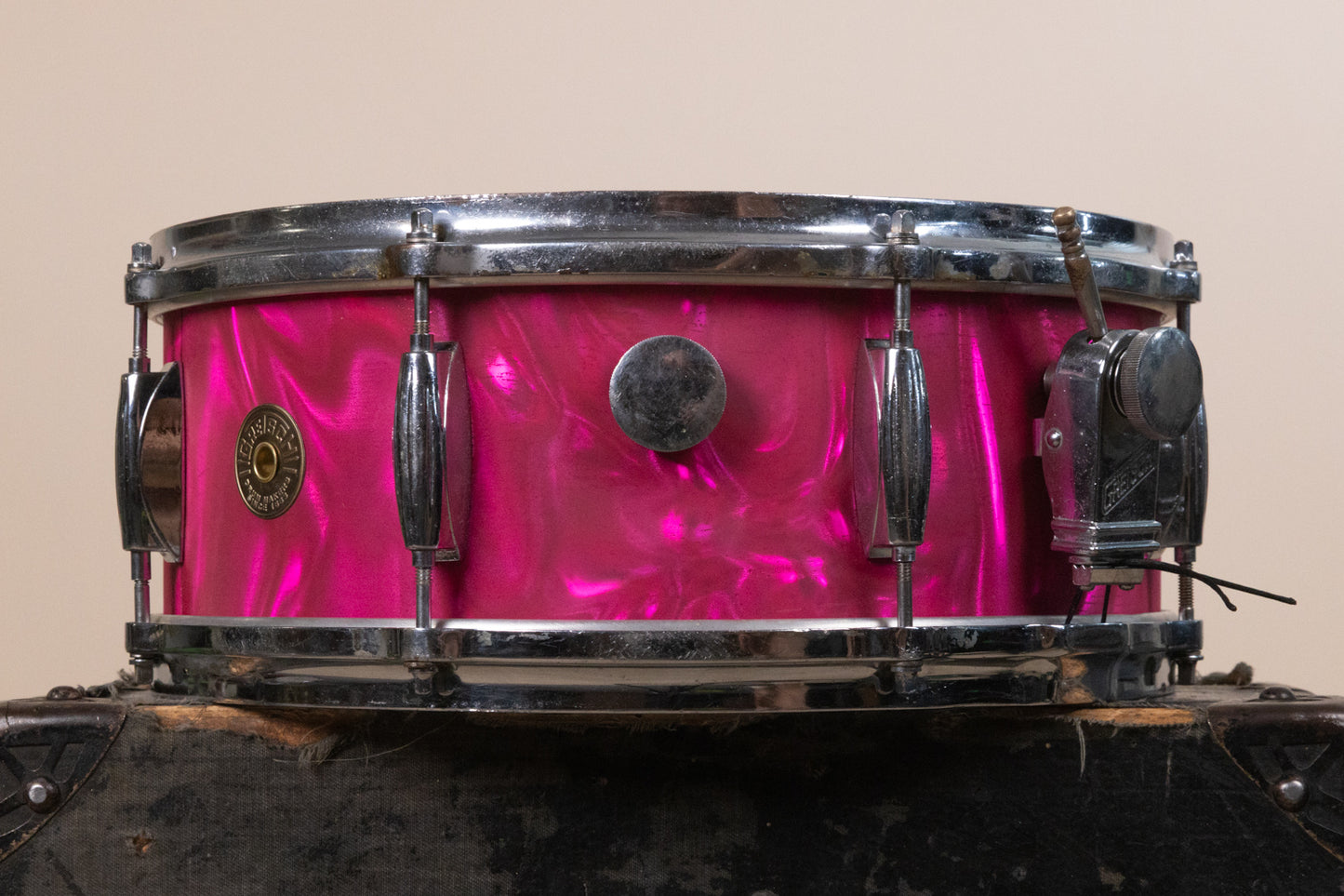 Vintage Gretsch 5.5x14 Pink Satin Flame Model 4157 Snare Drum