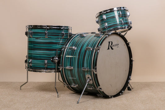 Vintage Rogers Turquoise Strata 14x22 8x12 and 16x16 Drum Set