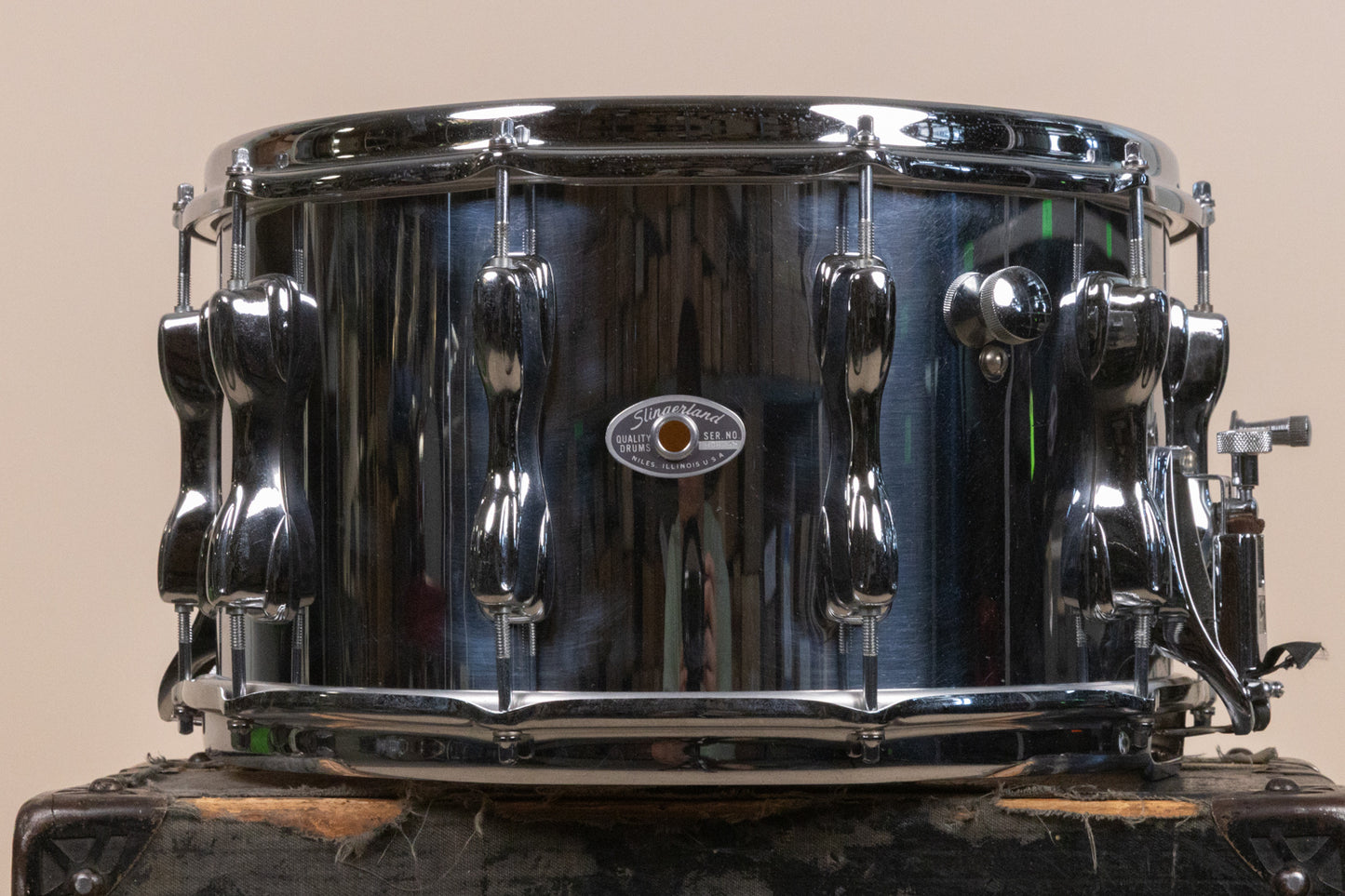 1980s Slingerland 8x14 Chrome Over Wood Magnum Snare Drum