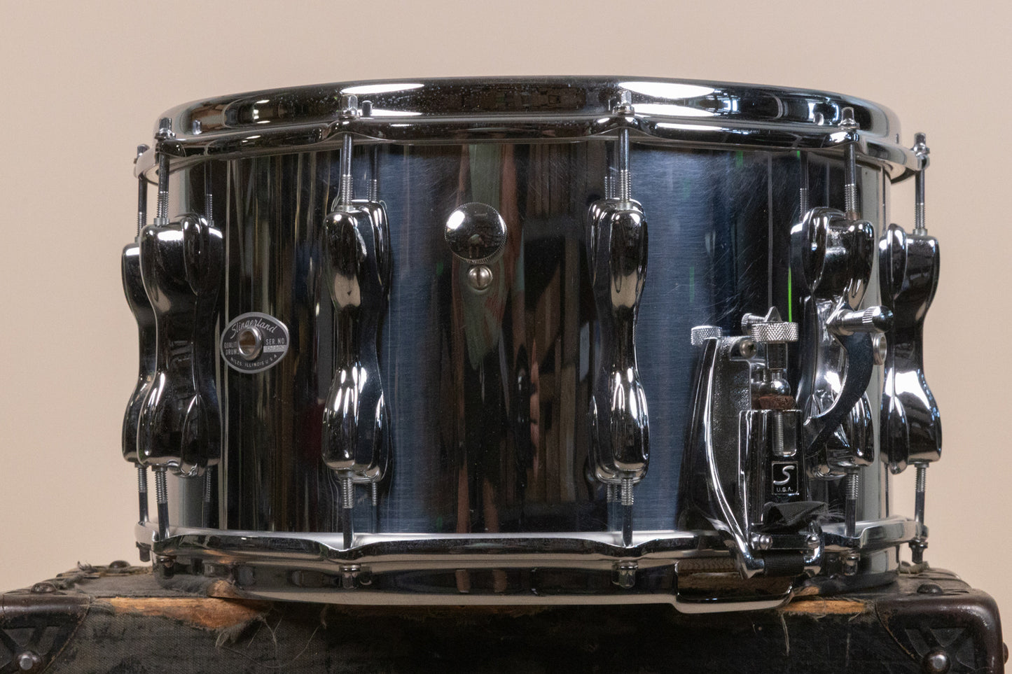 1980s Slingerland 8x14 Chrome Over Wood Magnum Snare Drum