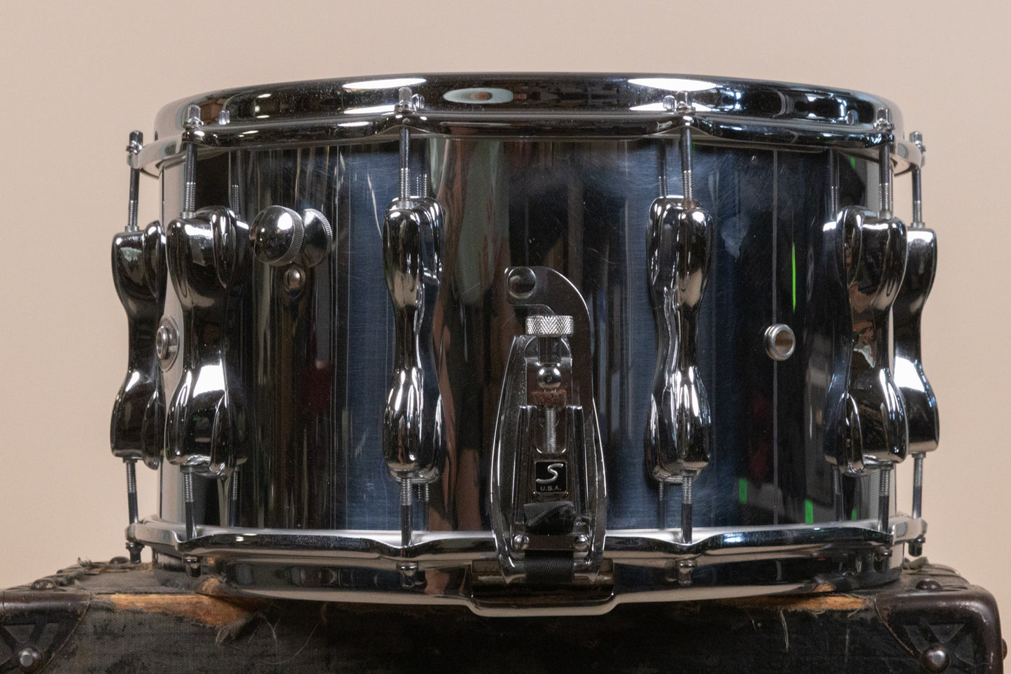 1980s Slingerland 8x14 Chrome Over Wood Magnum Snare Drum