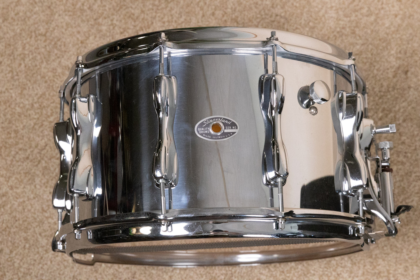 1980s Slingerland 8x14 Chrome Over Wood Magnum Snare Drum
