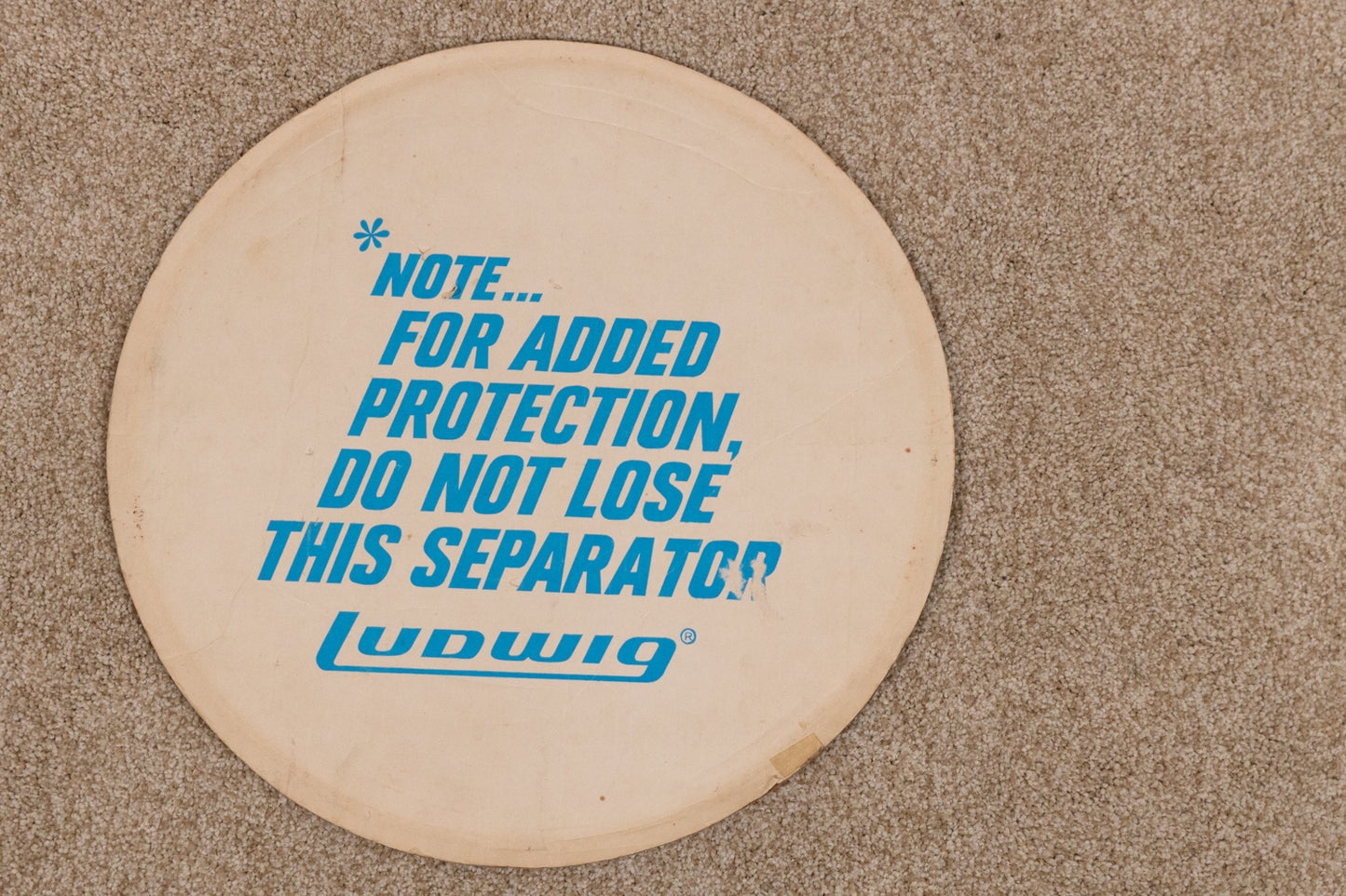 Vintage Ludwig Acrolite Cardboard Seperator