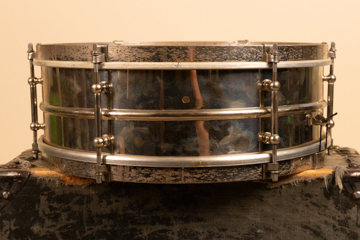 1930s Leedy 5x14 Nickel Over Brass Utility Snare Drum