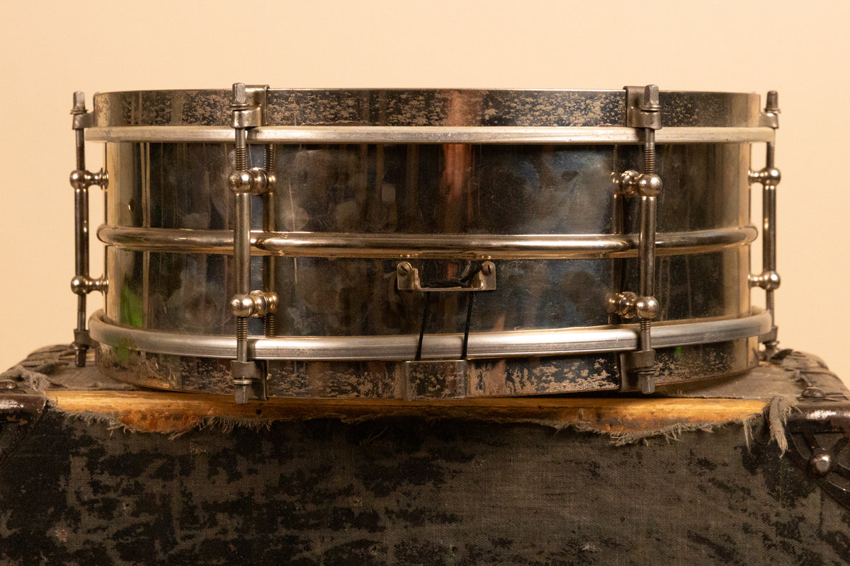 1930s Leedy 5x14 Nickel Over Brass Utility Snare Drum