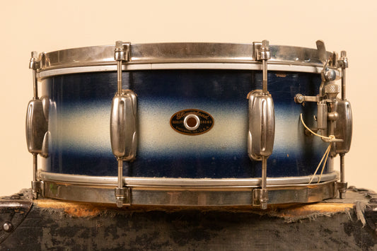 1950s Slingerland 5x14 Blue and Silver Duco Student Radio King Snare Drum