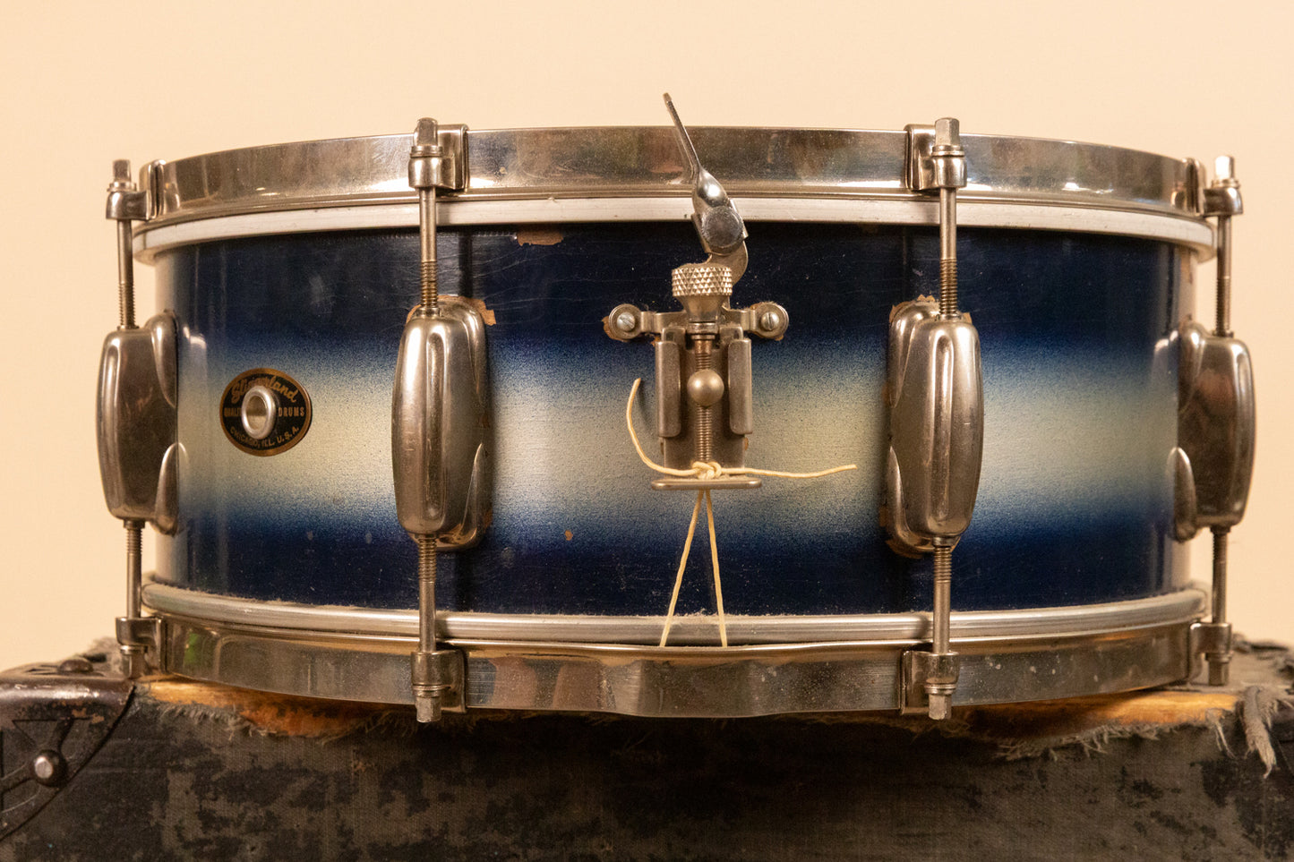 1950s Slingerland 5x14 Blue and Silver Duco Student Radio King Snare Drum