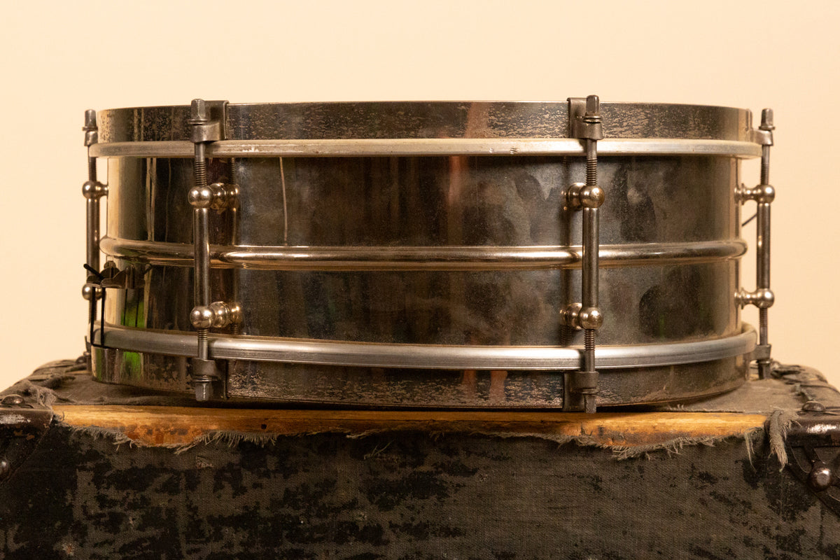 1930s Leedy 5x14 Nickel Over Brass Utility Snare Drum