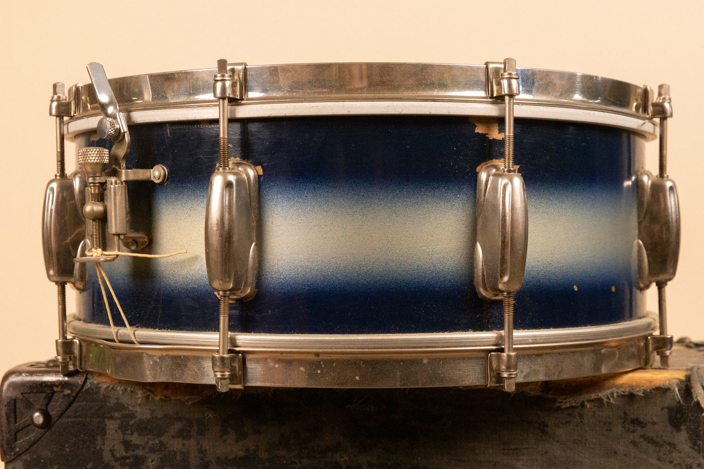 1950s Slingerland 5x14 Blue and Silver Duco Student Radio King Snare Drum