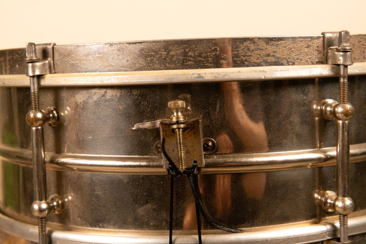 1930s Leedy 5x14 Nickel Over Brass Utility Snare Drum