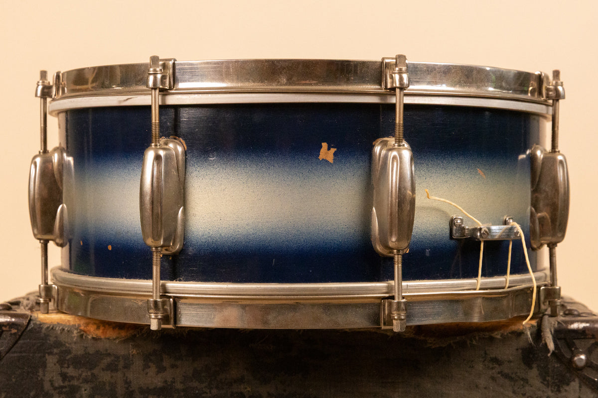 1950s Slingerland 5x14 Blue and Silver Duco Student Radio King Snare Drum