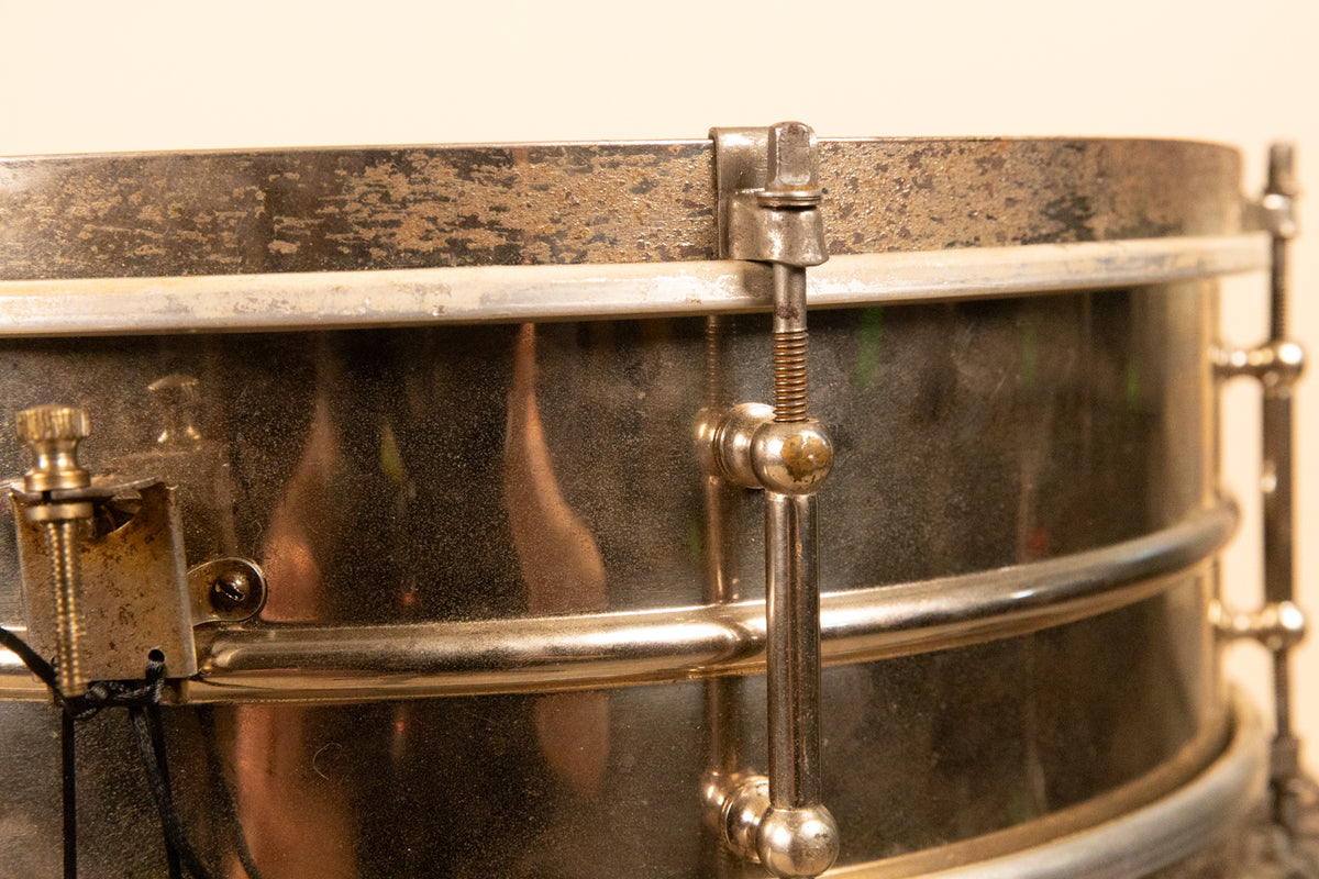 1930s Leedy 5x14 Nickel Over Brass Utility Snare Drum