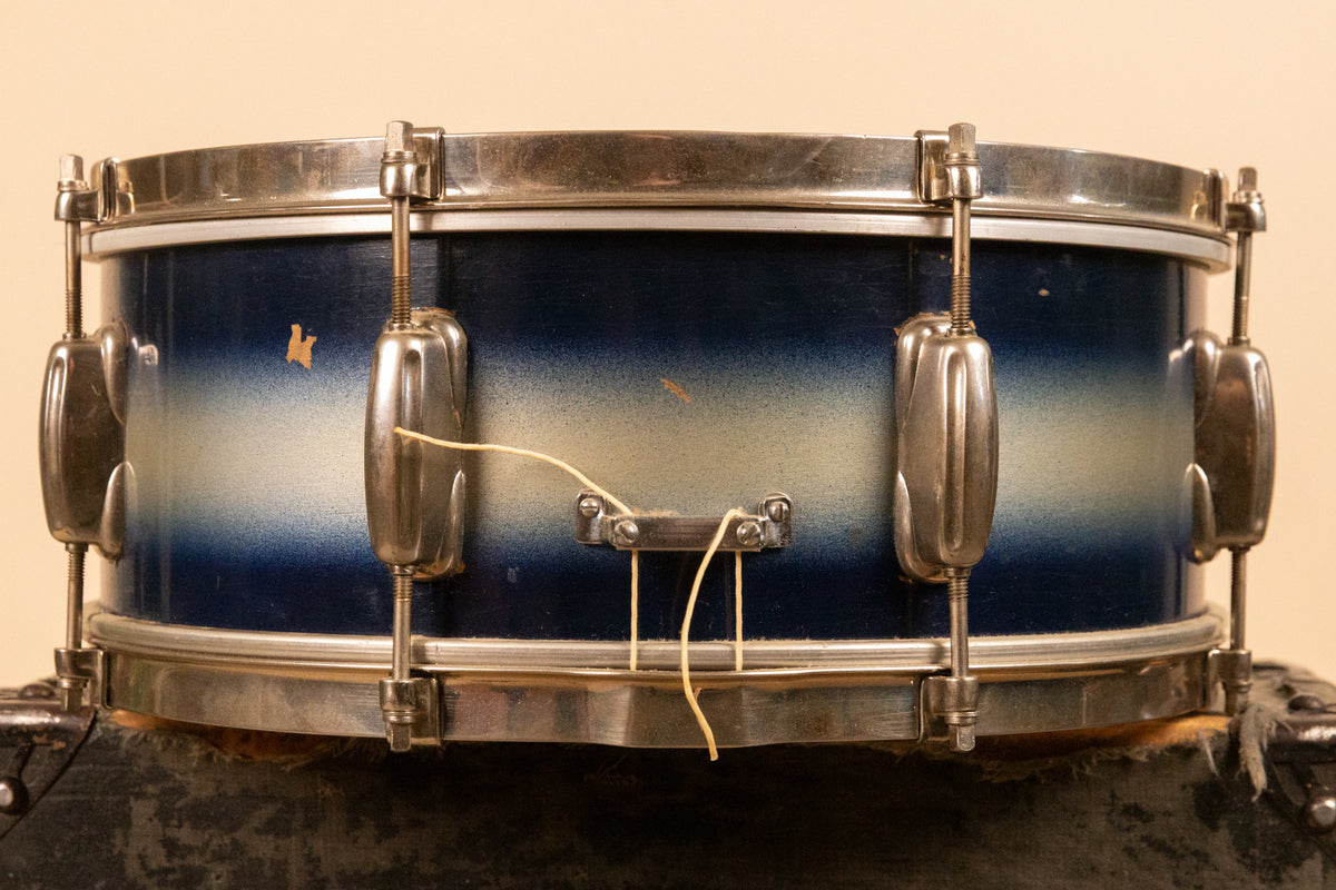 1950s Slingerland 5x14 Blue and Silver Duco Student Radio King Snare Drum