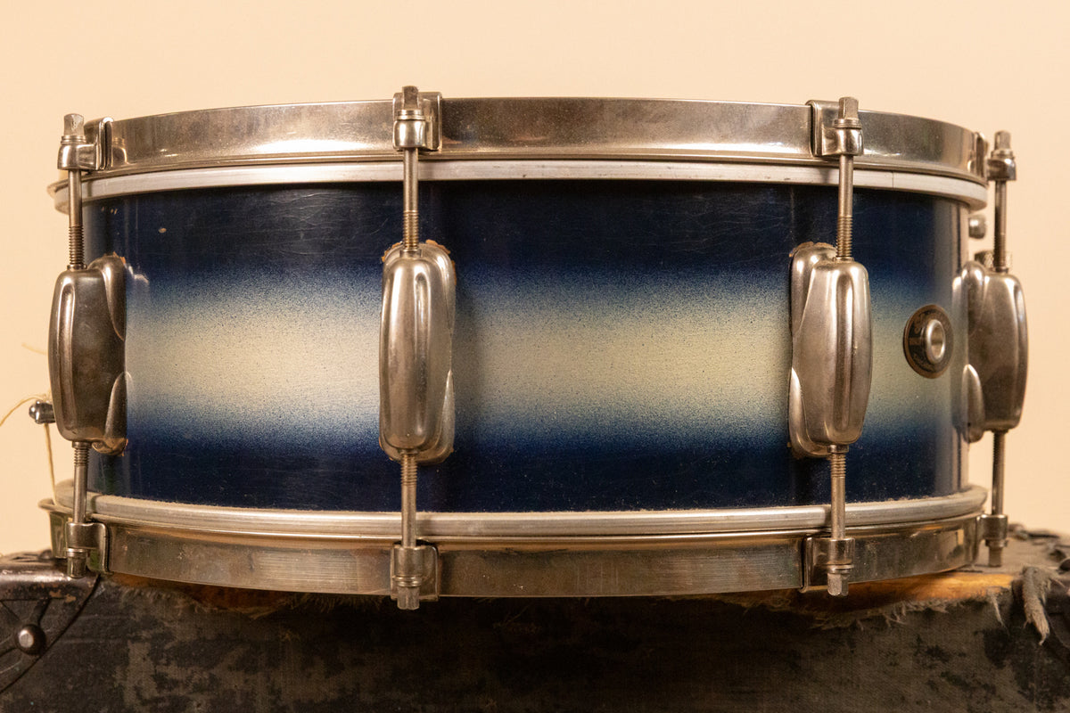 1950s Slingerland 5x14 Blue and Silver Duco Student Radio King Snare Drum