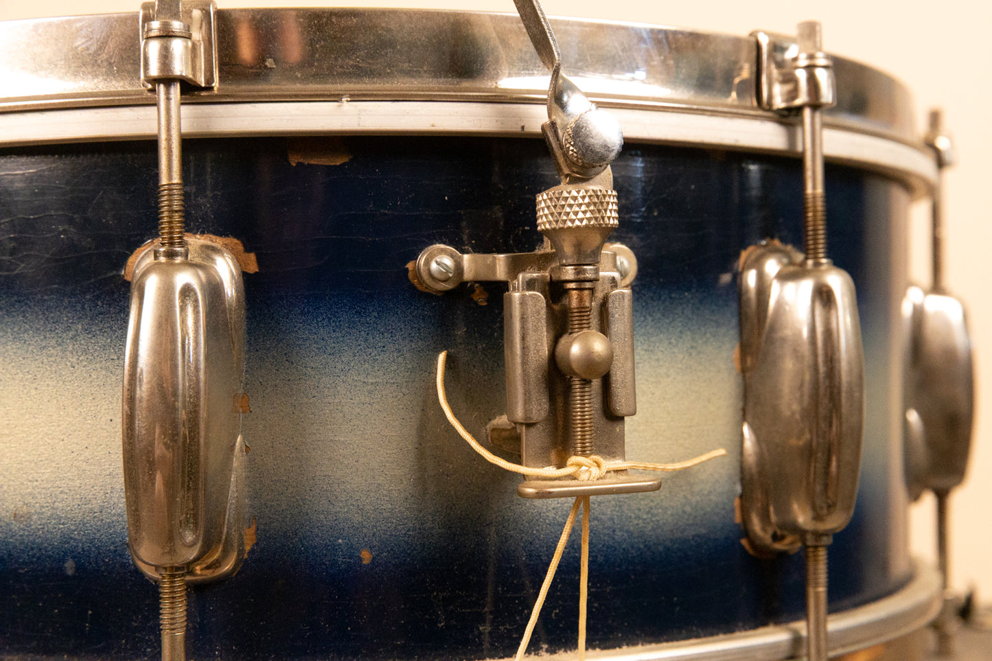 1950s Slingerland 5x14 Blue and Silver Duco Student Radio King Snare Drum