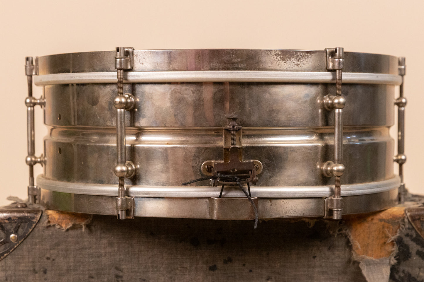1930s Leedy 5x14 Nickel Over Brass Utility Snare Drum