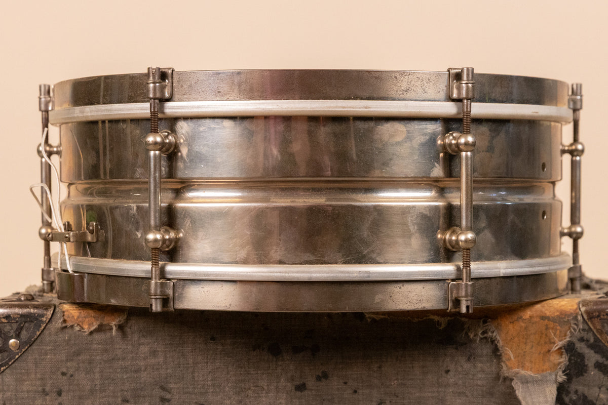 1930s Leedy 5x14 Nickel Over Brass Utility Snare Drum