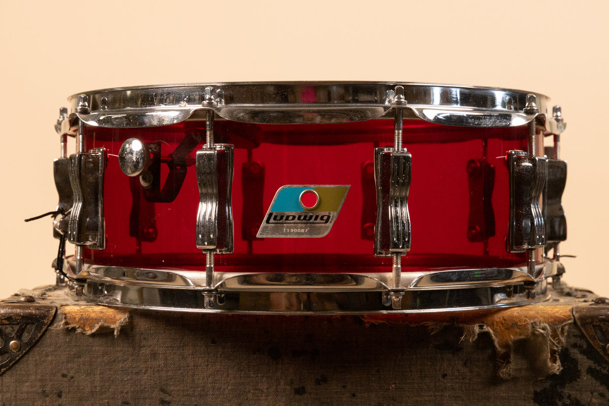 1970s Ludwig 5x14 Red Vistalite Snare Drum