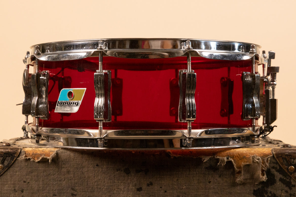 1970s Ludwig 5x14 Red Vistalite Snare Drum