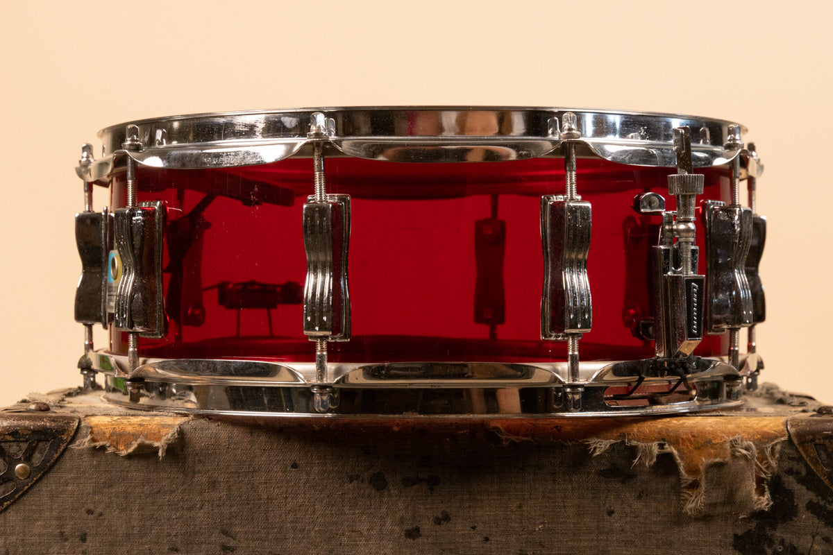 1970s Ludwig 5x14 Red Vistalite Snare Drum