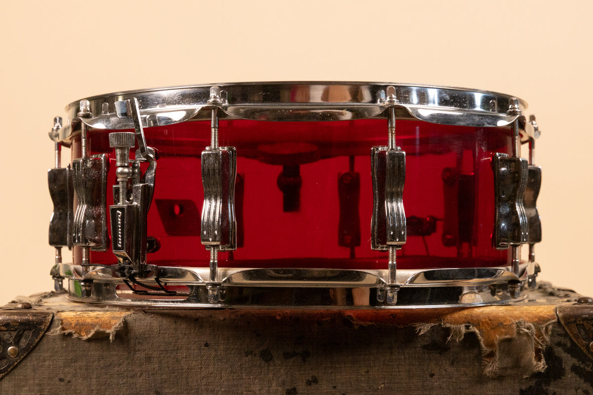 1970s Ludwig 5x14 Red Vistalite Snare Drum