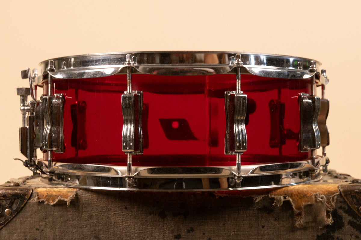 1970s Ludwig 5x14 Red Vistalite Snare Drum