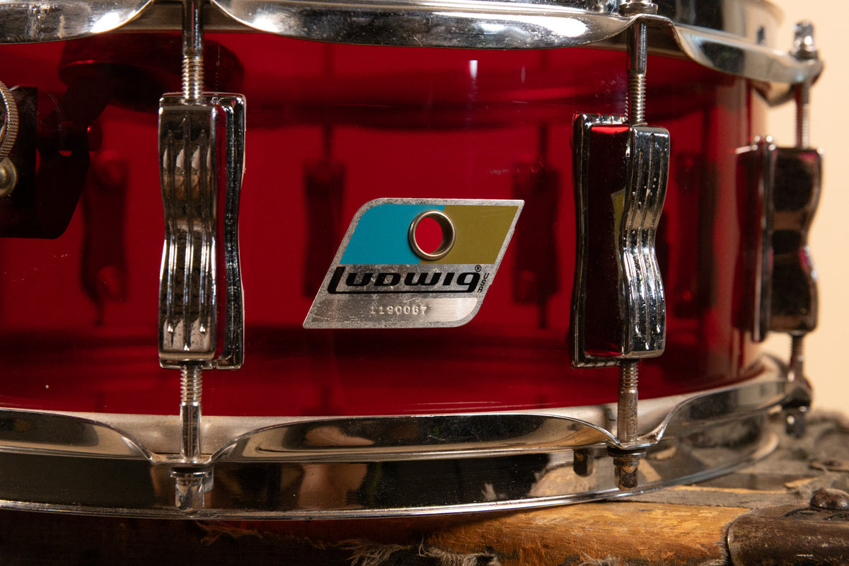 1970s Ludwig 5x14 Red Vistalite Snare Drum