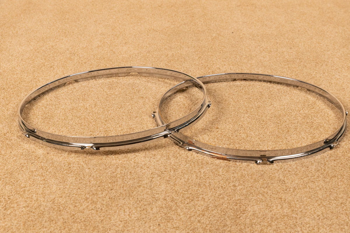 Vintage 16" Ludwig Chrome Over Brass Hoops (Pair)