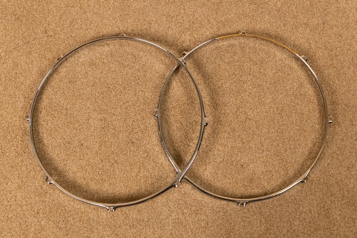 Vintage 16" Ludwig Chrome Over Brass Hoops (Pair)