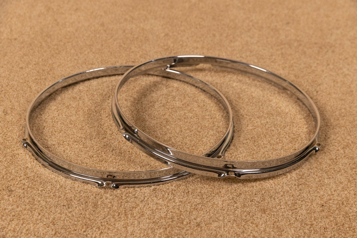 Vintage 13" Ludwig Chrome Over Brass Hoops (Pair)