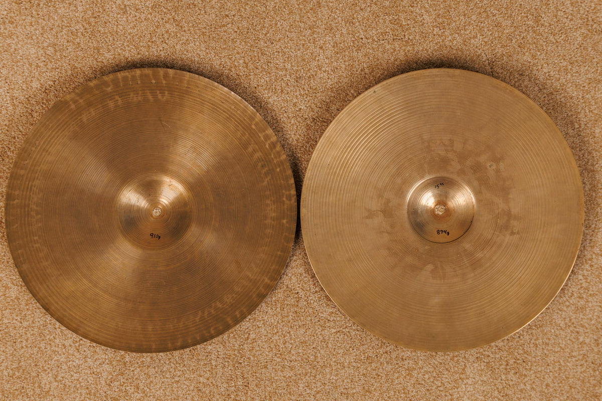 1950s Zildjian A 15" Thin Hi Hat Cymbals 874g 910g