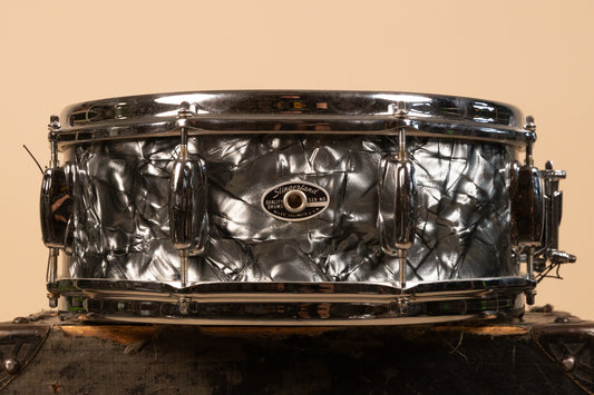 1970s Slingerland 5x14 Black Diamond Pearl Hollywood Ace Snare Drum