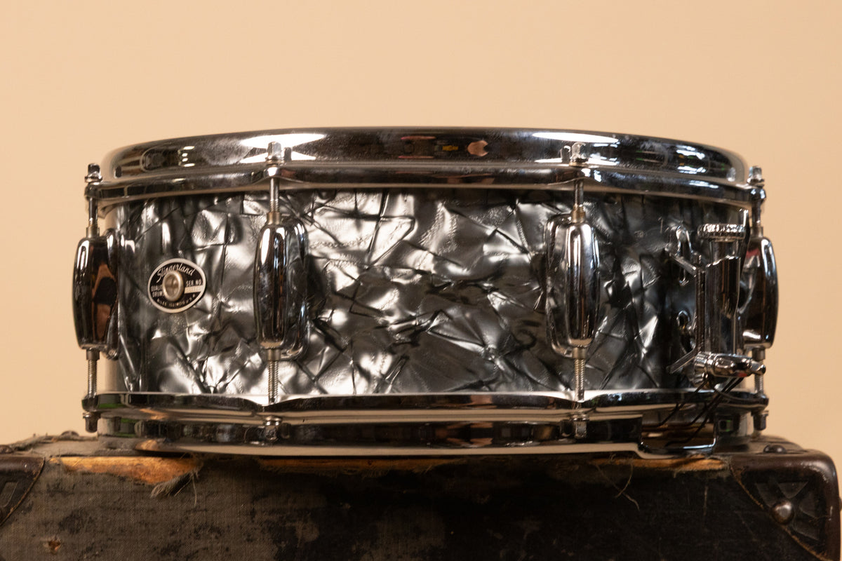 1970s Slingerland 5x14 Black Diamond Pearl Hollywood Ace Snare Drum