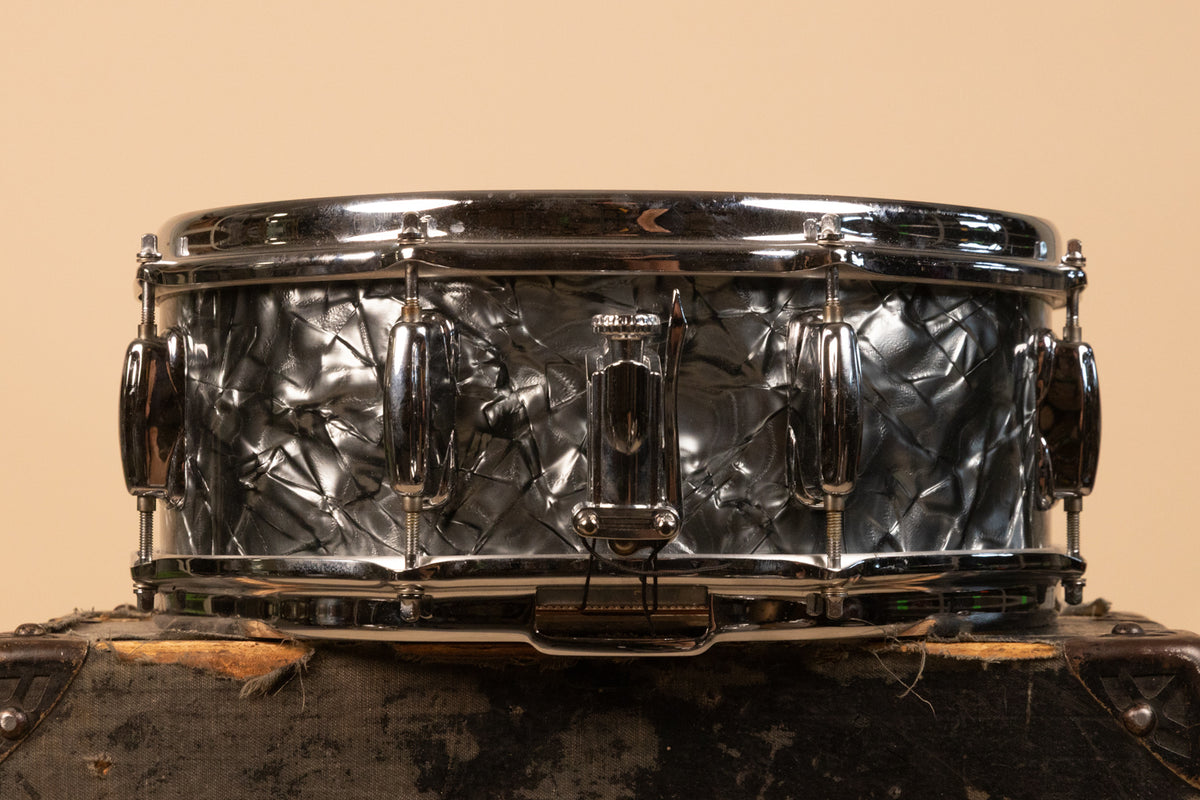 1970s Slingerland 5x14 Black Diamond Pearl Hollywood Ace Snare Drum