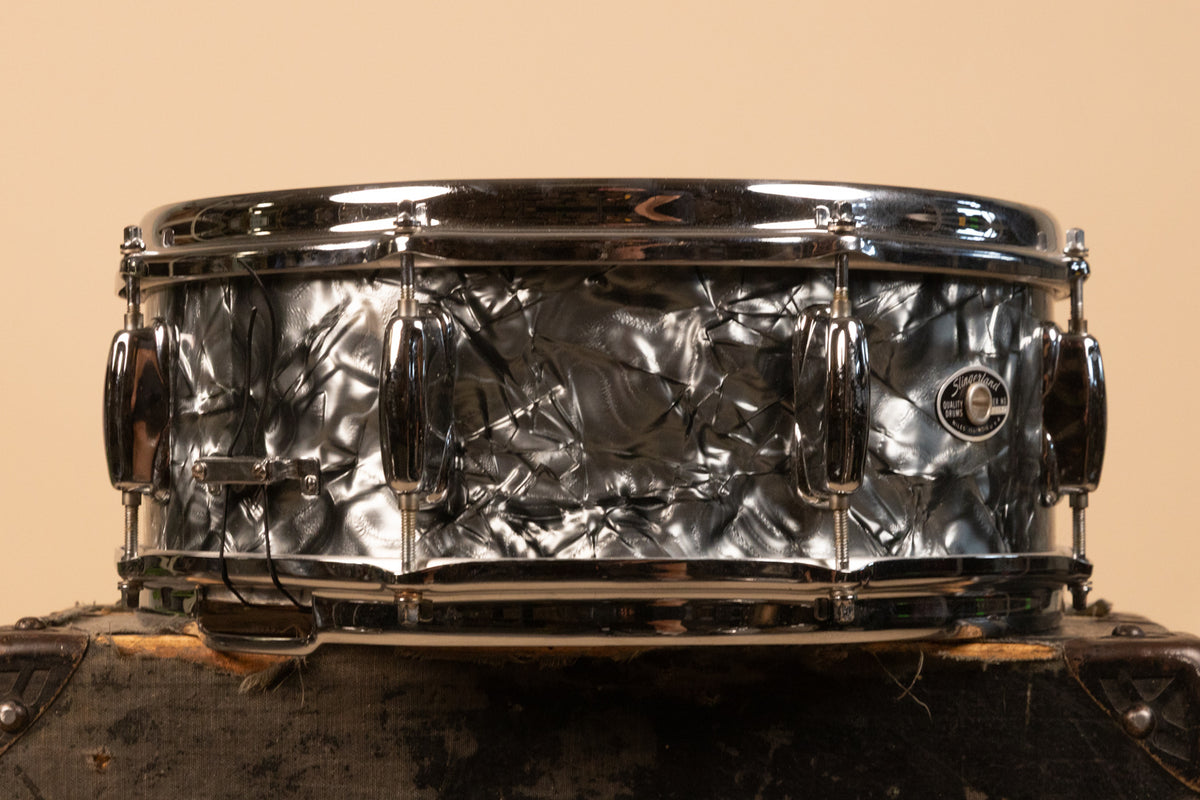 1970s Slingerland 5x14 Black Diamond Pearl Hollywood Ace Snare Drum