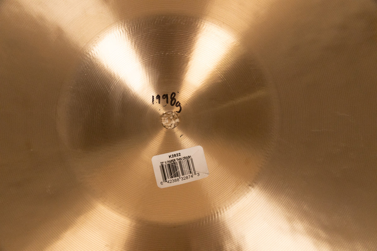 Zildjian K 22" Paper Thin Crash Cymbal 1998g