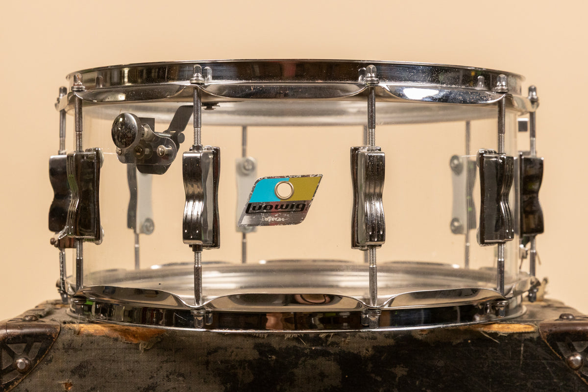 1970s Ludwig 6.5x14 Clear Vistalite Snare Drum