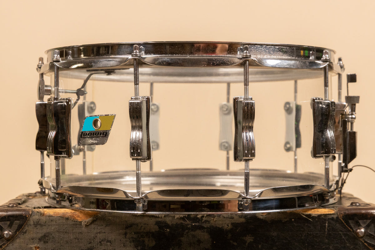 1970s Ludwig 6.5x14 Clear Vistalite Snare Drum